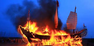 Image result for burning boat
